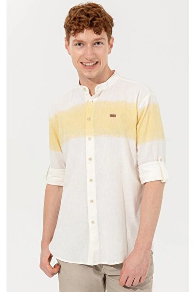 U.S. Polo Assn. Ανδρικό πουκάμισο με γιακά σαφράν μακρυμάνικο