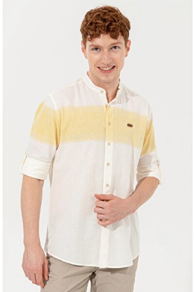U.S. Polo Assn. Ανδρικό πουκάμισο με γιακά σαφράν μακρυμάνικο