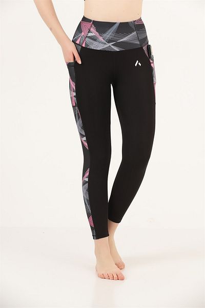 missmaral Women's Tights Black Pink High Waist Recovery Double Pocket Comfort & Sport 1059