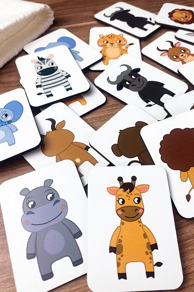 Enjoymydesign Matching Animals Game Wooden Baby And Preschool Educational Montessori Toy Nursery Intelligence Cards