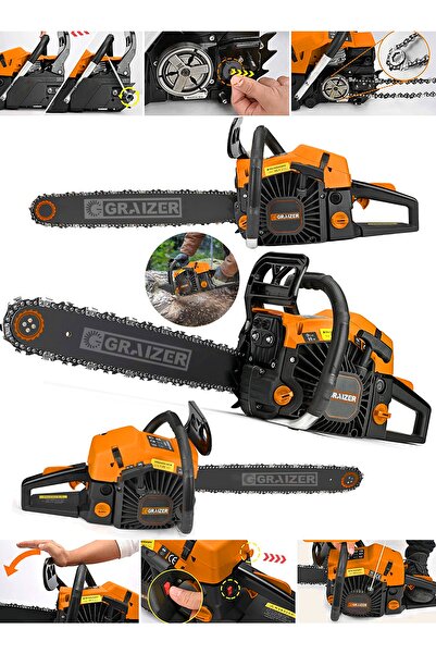 Graizer Alman Turbo Benzinli Testere Ağaç Odun Dal Kesme Makinesi Motorlu Testere Orman Motoru 6200 T