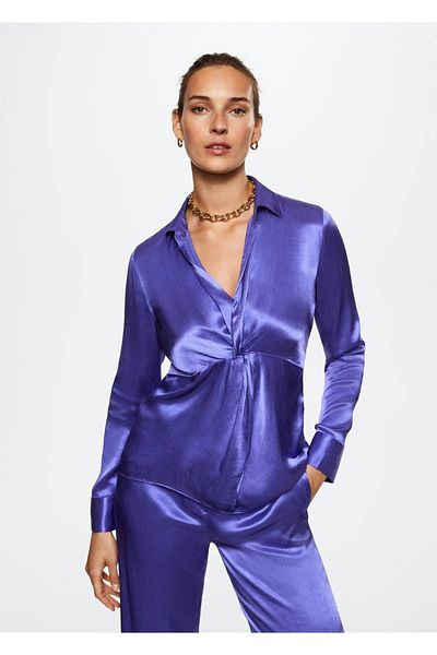 MANGO Woman Geknöpfte Satinbluse
