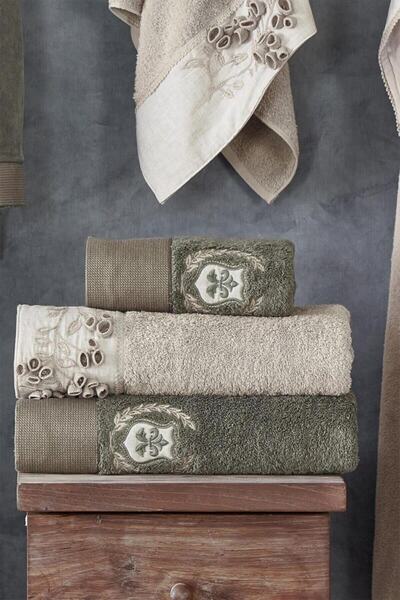 Ecocotton Masal Beige-Green Organic Cotton Bath Set