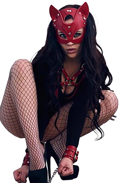 LoeCulotte Women's Red Fantasy Leather Sexsi Mask
