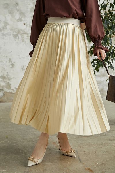 InStyle Alfea Leather Look Skirt - Cream