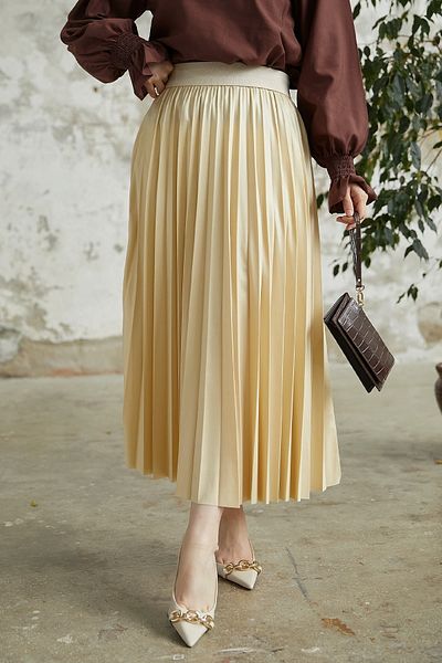 InStyle Alfea Leather Look Skirt - Cream