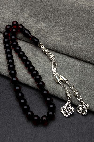 OTTOTESBİH Men's Gift Globe Cut Red Vernier Amber Rosary