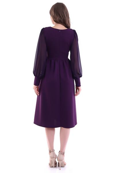 Moda MiraGül Önü Büzgülü Midi Elbise Kadın