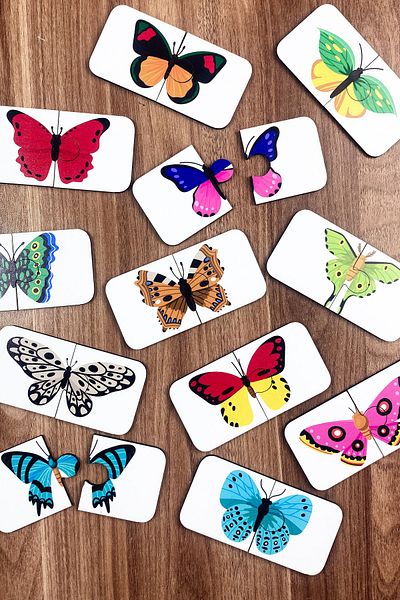 Enjoymydesign Butterfly Themed Wooden Two Piece Matching Game Preschool Baby Educational Toy