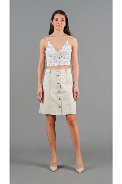 Primary Keten Karışımlı Naturel Görünümlü Mini Etek K285