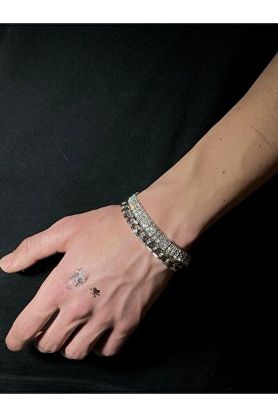 muptejewelry Duble Unisex Hip-hop Iced Out Gümüş Bileklik