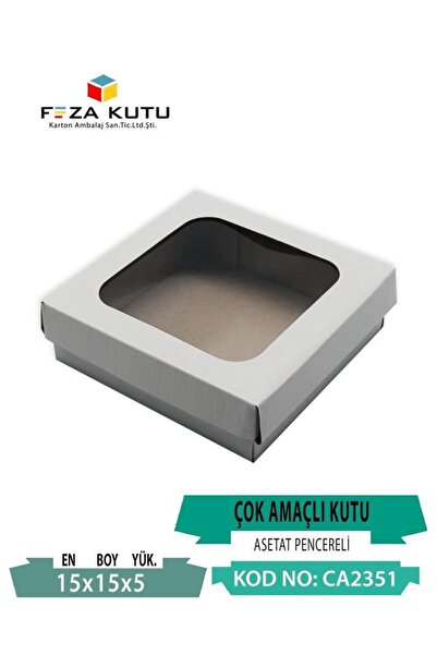 Feza Kutu 15x15x6 Karton Kutu Pencereli Çok Amaçlı Kutu Kraft Kutu Hediyelik ...