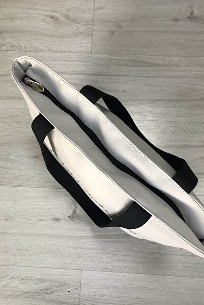 AGOÇANTA Τσάντα παραλίας από γκρι βαμβακερό ύφασμα