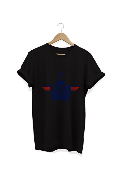 WİDİ Top Gun Štampano Crna T-shirt