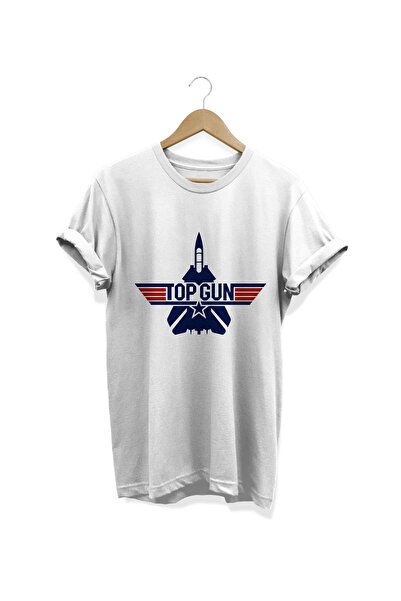 WİDİ Top Gun Štampano Bela T-shirt