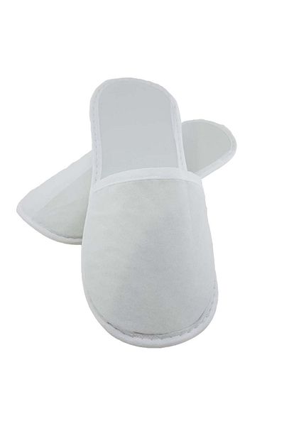PRİVATE 10 Pairs of Environmental Ribbed Mouth Ribbed Thick Sole White Interlining Hotel Slippers Disposable Disposable