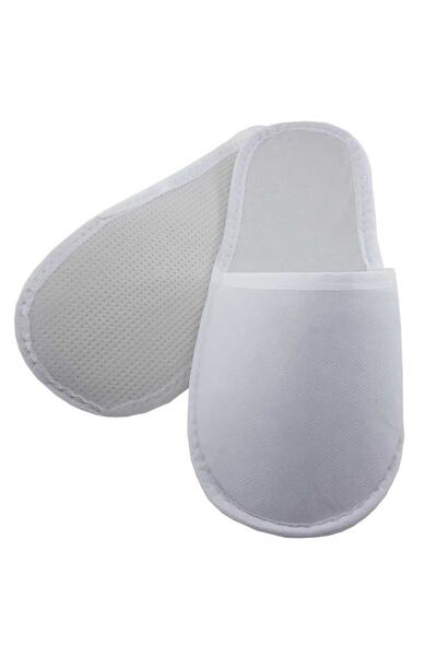 PRİVATE 10 Pairs of Ribbed Lined Thick Sole White Interlining Hotel Slippers ...