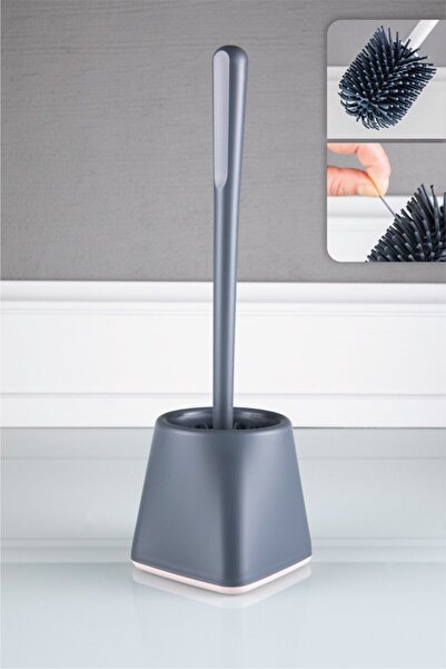 BİTERSE Βούρτσα καθαρισμού τουαλέτας με άκρη σιλικόνης τετράγωνο μοντέλο γκρι