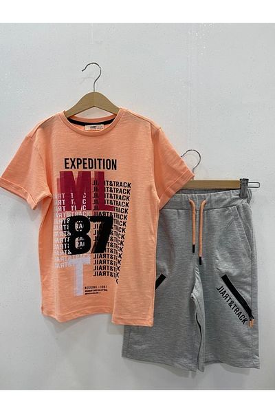Çikoby Boy's Gray Shorts T-Shirt Set