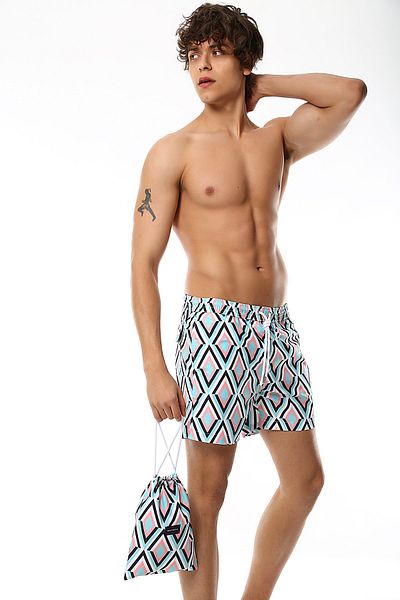 Whitefin Colored Line Men's Swim Shorts