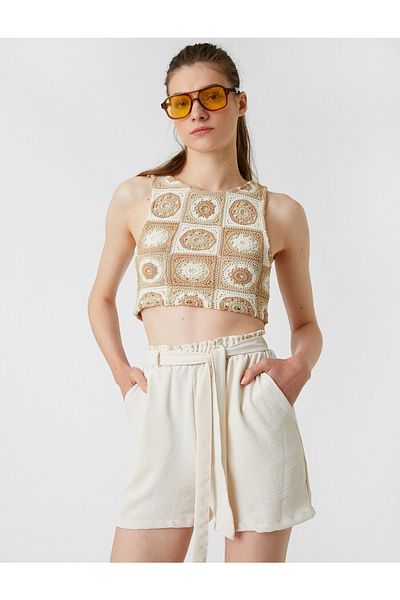 Koton Shorts mit hoher Taille und Gürtel