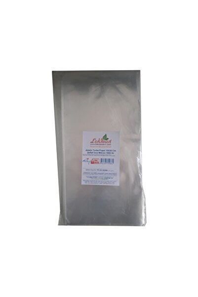 LokmanAVM Jelatin Torba Poşet 15X30 Cm Şeffaf İnce Mikron 1000 Gr 1 Paket