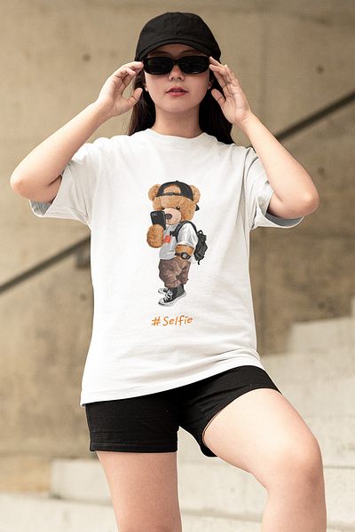 SUNFREE Cool Teddy Εκτυπωμένο Oversize Λευκό T-shirt