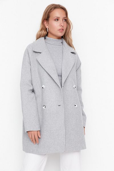 Trendyol Collection Grauer Wollkaschmirmantel TWOAW21KB0017