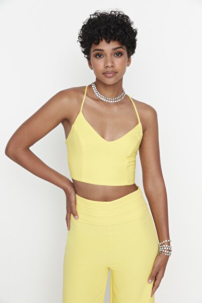 Trendyol Collection Crop Top - Yellow - Plain
