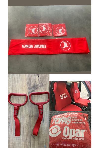 İkra Turkish Airlines Torpido Havlusu - Kırmızı Tofaş Servis Kılıfı - Kırmızı...