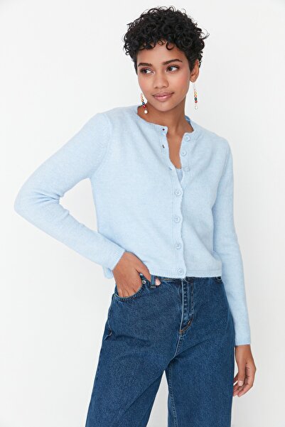 Trendyol Collection Modrá úpletová halenka a svetřík – měkká textura TWOAW21HI0107