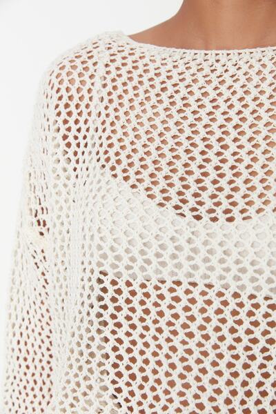 Trendyol Collection Ecru Extra Wide Fit Bavlněný svetr prolamovaný/děrovaný TWOAW20FV0184