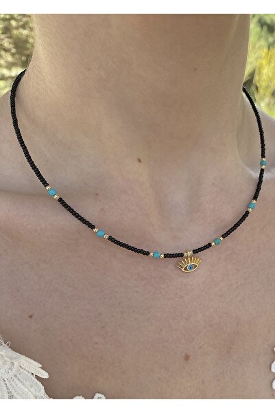 takıtarzım قلادة من الخرز الرملي على شكل عين