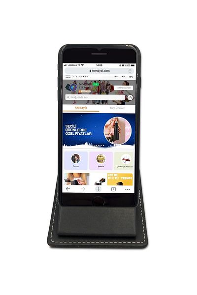SEDEF SİLVER Desktop Artificial Leather Phone Holder Stand Mobile Phone Holder