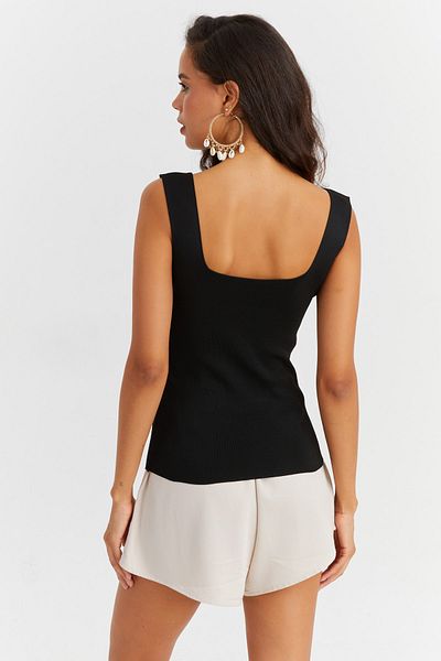 Cool & Sexy Schwarze Strickbluse mit eckigem Ausschnitt für Damen YV80