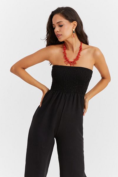 Cool & Sexy Schwarzer trägerloser Guilt-Jumpsuit für Damen BK1489