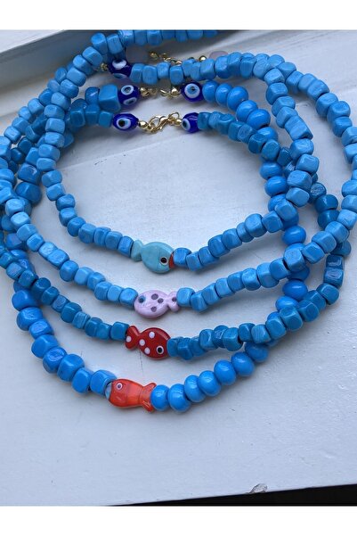 ATELİERGONCA El Yapımı Cam Boncuk Kolye (balıklı)