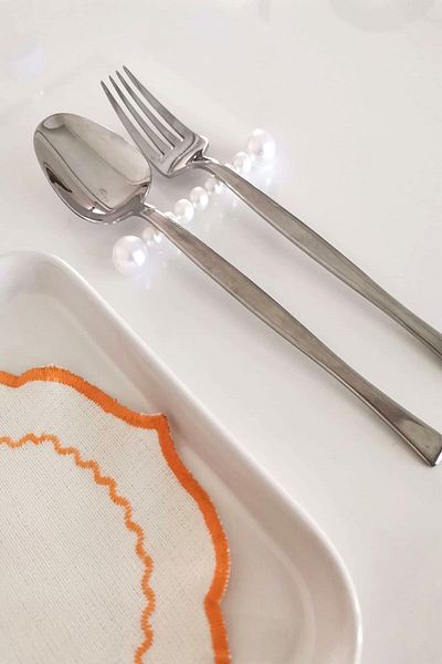 Emtory Home 6 τεμάχια μοντέρνα κρέμα μαργαριτάρι πιρούνι κουτάλι μαχαίρι σερβιρίσματος παρουσίασης