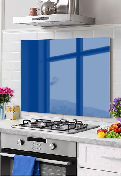 Olinpa Premium Kitchen Glass Stove Back Protector Countertop Built-In Back Protector |   Navy Blue