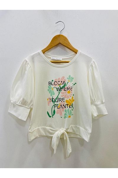UNSEA GİRL Girl's Floral Ecru Bodysuit