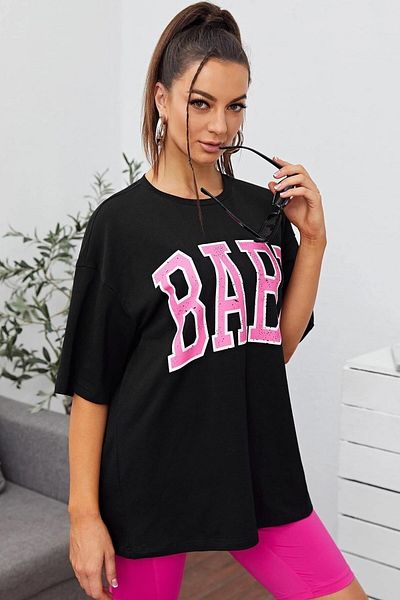 Mad&Calf Γυναικείο μπλουζάκι Oversize Babe με εμπριμέ Loose Cut