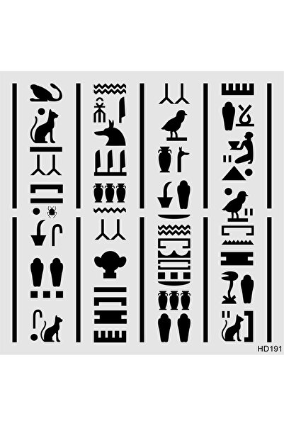 STENCİLTASARIM Stencil Tasarım Hd191 Mısır Sembolleri Boyama Şablonu - Dekoratif Duvar Ve Eşya Boyama Şablonları