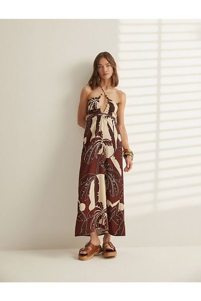 Koton Women's Melis Ağazat X - Window Detailed Patterned Dress 2sak80239ew