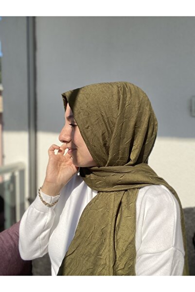 avzen şal شال قطني من الخيزران باللون الأخضر العسكري