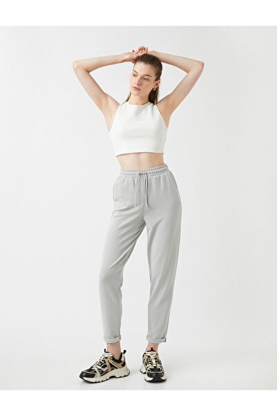 Koton Damen-Hose aus Modalmischung mit Bindegürtel 2yak43572ek