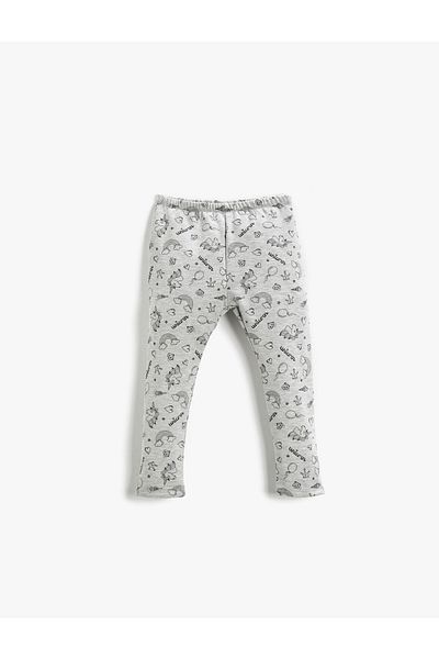 Koton Unicorn Printed Tights with Elastic Waist