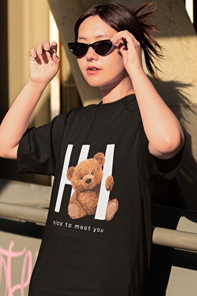 SUNFREE Hi Teddy Bear Printed Oversize Μαύρο T-shirt