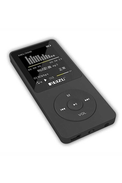 Ruizu X02 Ultra Ince Mp3 Çalar 8gb Fm Radyo Siyah