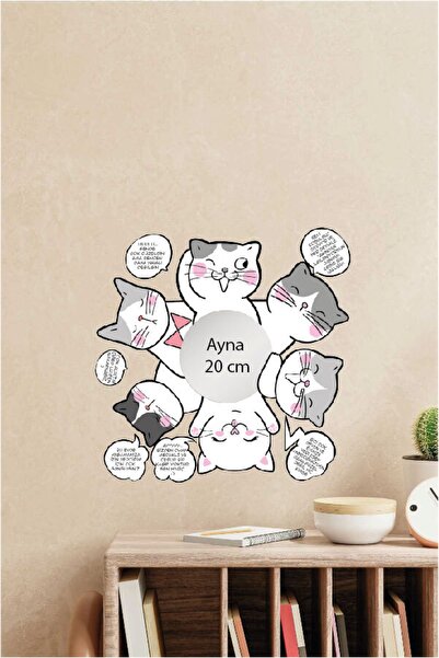 angel digital art Mizahi Konuşan Sevimli Kediler Konseptli Ev Dekorasyon Stic...