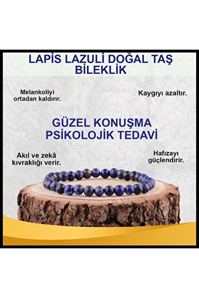 OSMANLI DOĞAL TAŞ Sertifikalı Lapis Lazuli Doğal Taş Bileklik 6 Mm - B834
